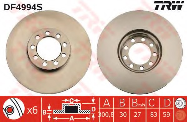 TRW DF4994S Brake Disc